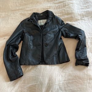 Vintage leather black jacket